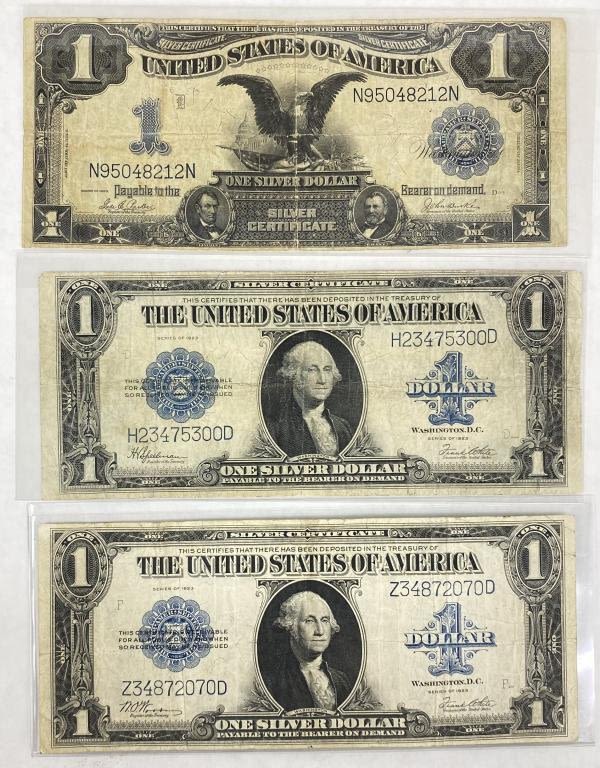 Appraisal: Large Size US Blue Seal Silver Certificates Black Eagle silver