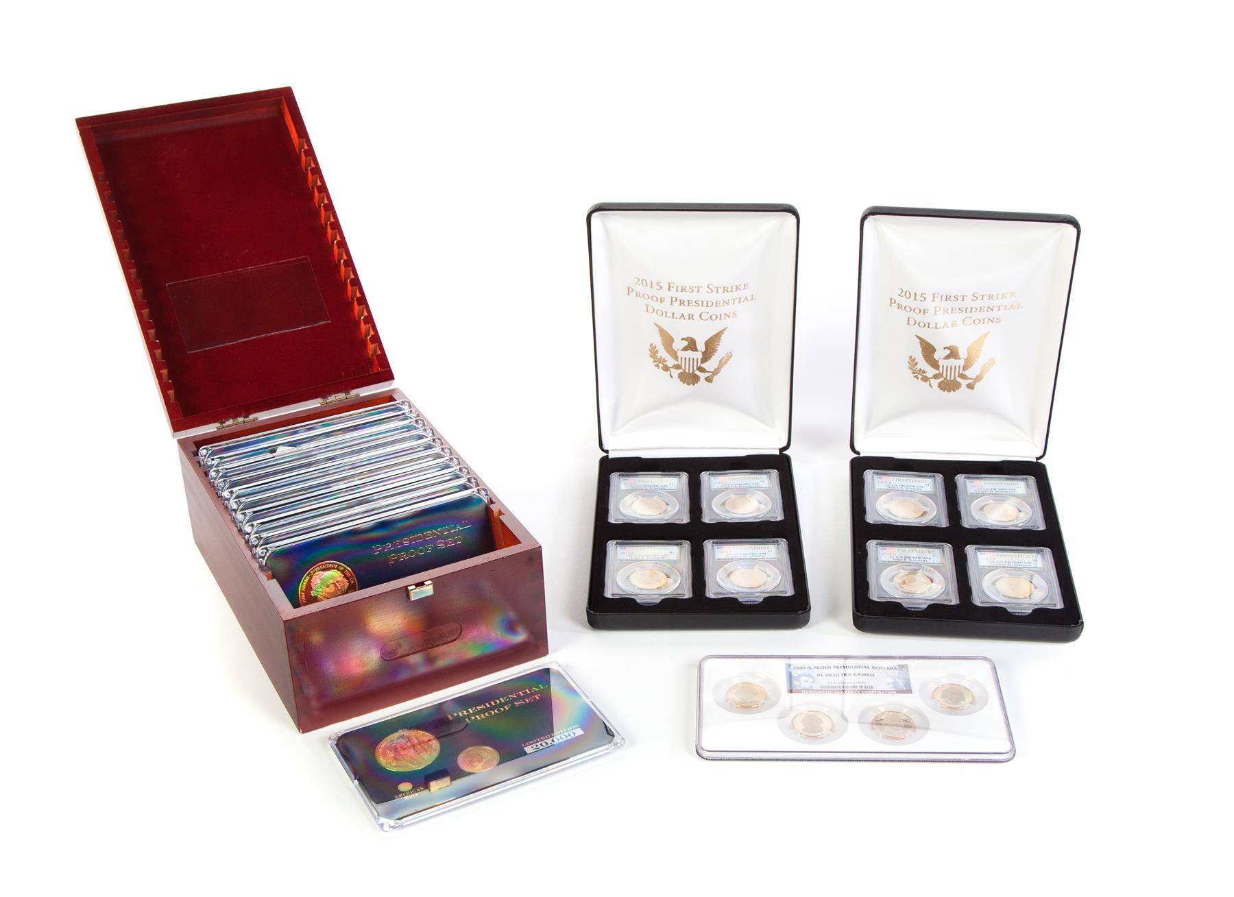 Appraisal: GROUP OF GRADED PRESIDENTIAL DOLLARS S four coin set PF