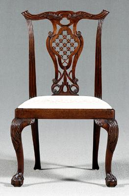 Appraisal: Chippendale carved side chair mahogany carved crest pierced splat acanthus