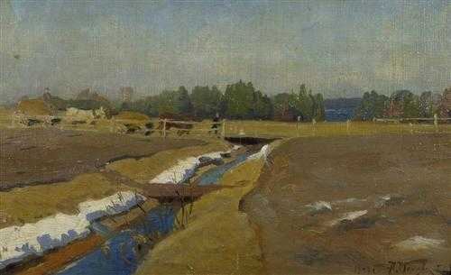 Appraisal: MAKOVSKI ALEXANDER Moscow - St Petersburg Landscape with canal Oil