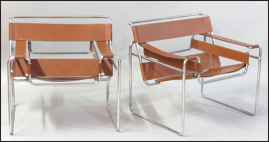 Appraisal: PAIR OF MARCEL BREUER WASSILY CHAIRS Back height '' Condition