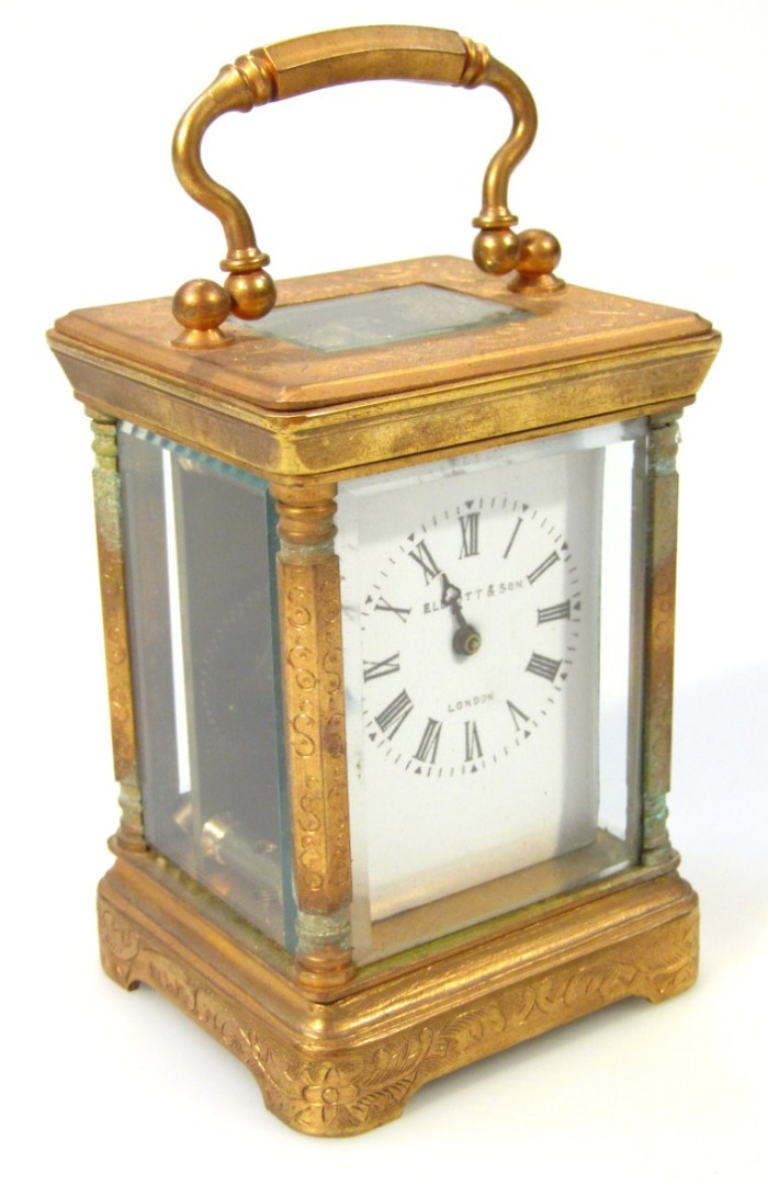 Appraisal: A thC miniature carriage clock with Elliott of London movement