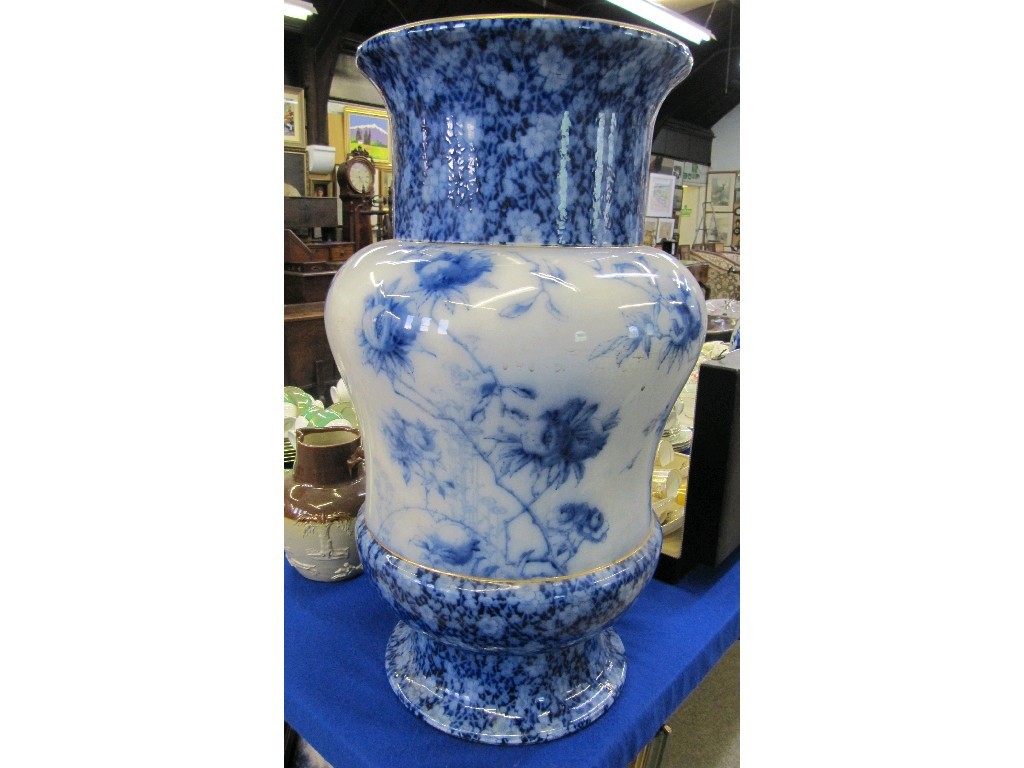 Appraisal: Large Doulton flow blue vase decorated with flowers slight def