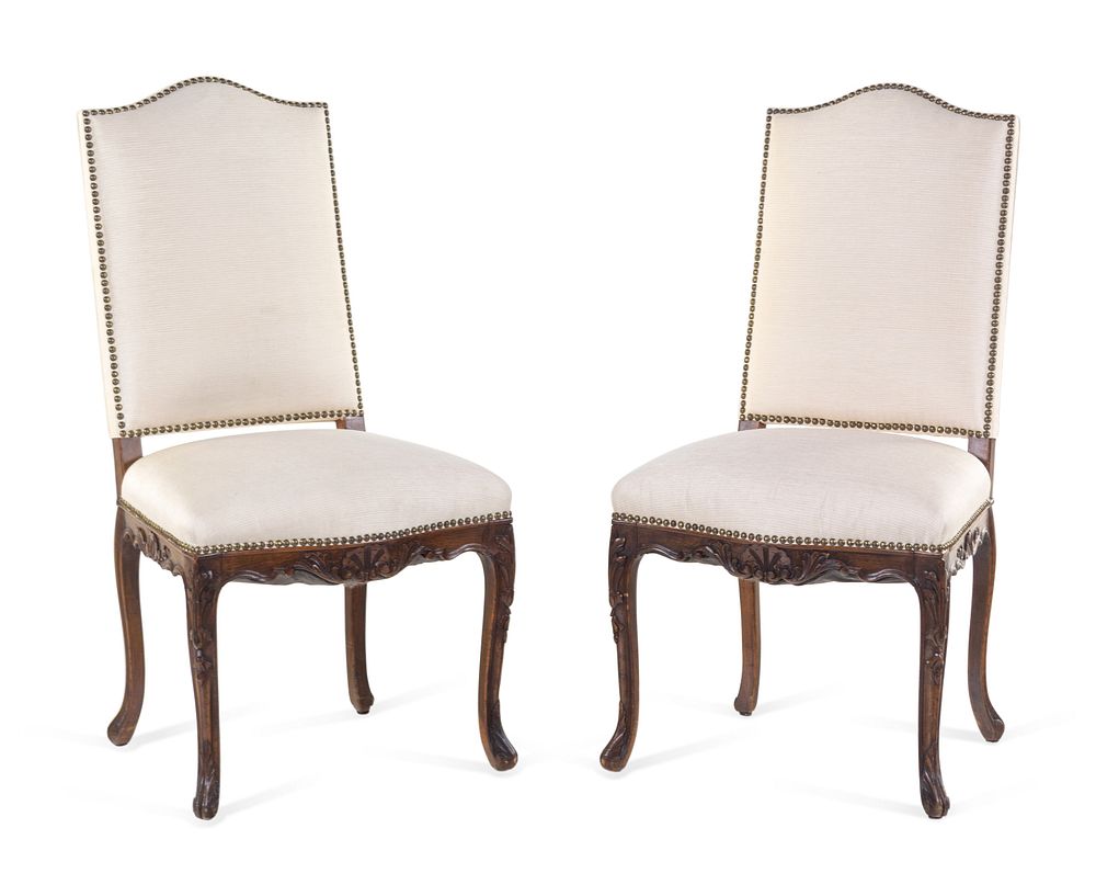 Appraisal: A Pair of Louis XV Style Carved Walnut Side Chairs