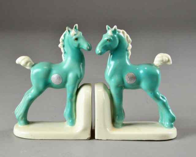 Appraisal: Pr Royal Crown Art Deco Czech Horse BookendsSmall pair of