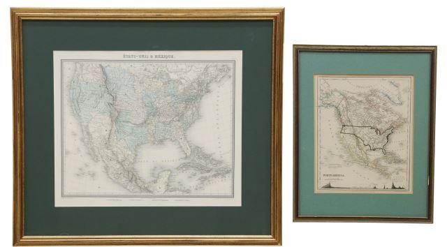 Appraisal: lot of Framed hand-painted maps of North America including English