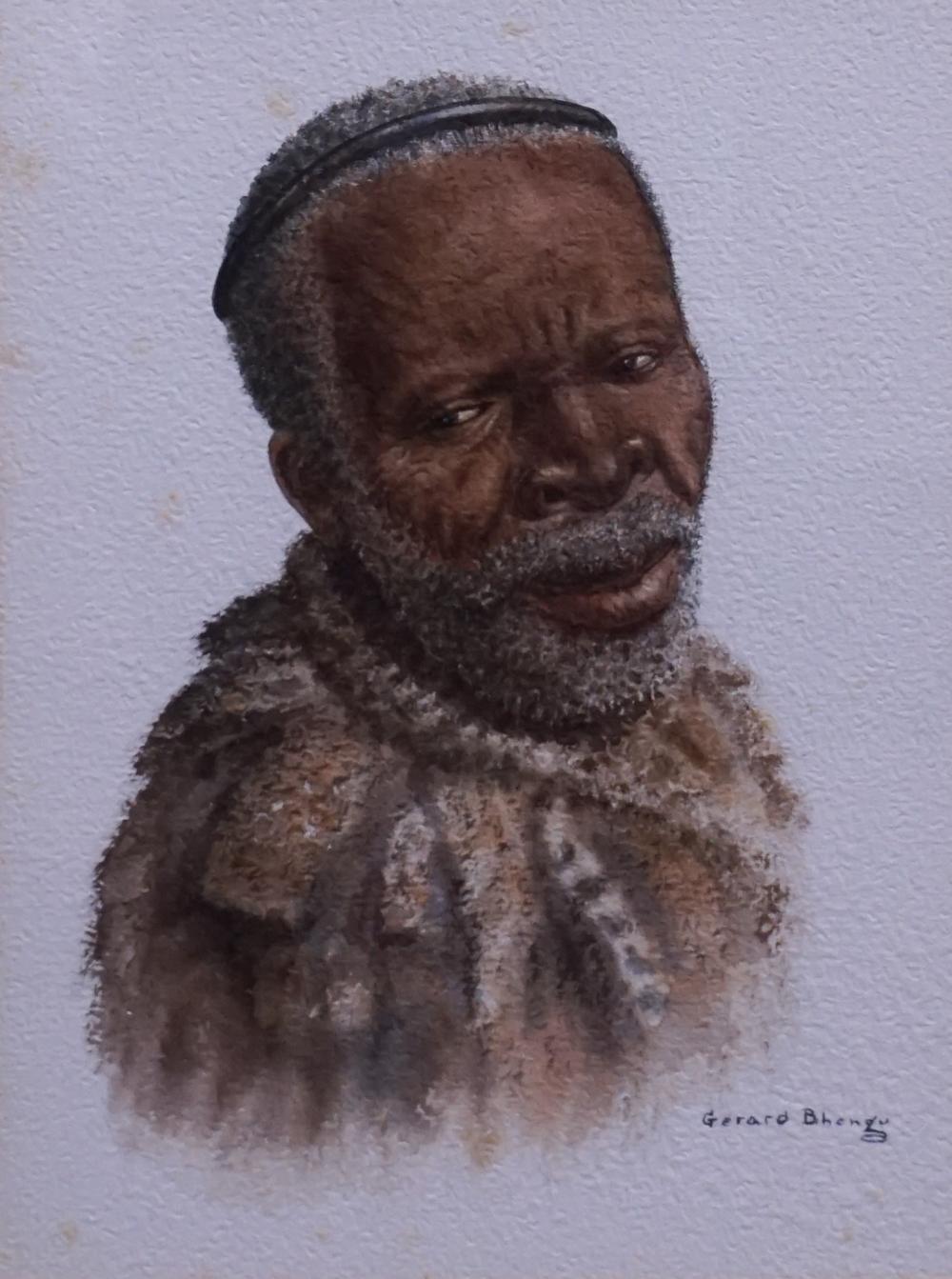 Appraisal: GERARD BHENGA SOUTH AFRICAN - PORTRAIT OF A MAN WATERCOLOR