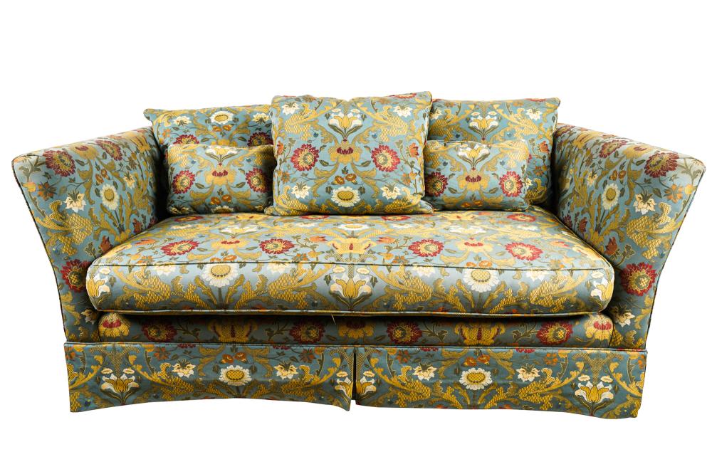 Appraisal: SCALAMANDRE UPHOLSTERED SOFACondition with light discoloration to front of arms