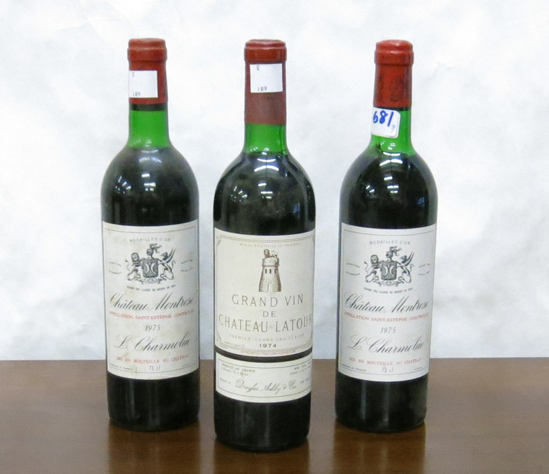 Appraisal: THREE BOTTLES OF VINTAGE FRENCH RED BORDEAUX WINE Chateau Montrose