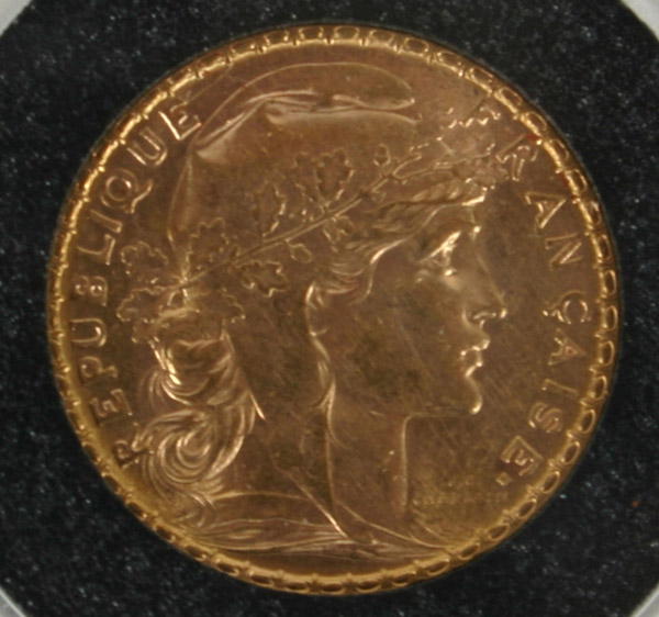 Appraisal: Gold French Francs Coin Rooster France