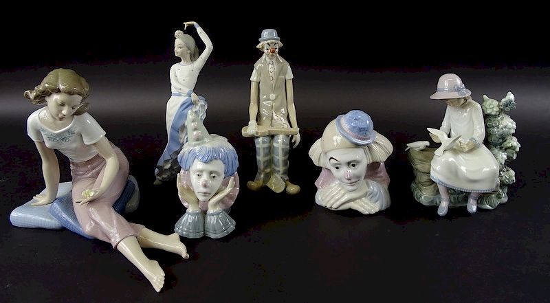 Appraisal: Collection of six Lladro Figures Collection of six Lladro Figures