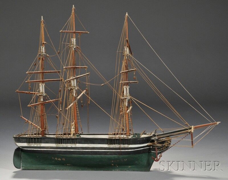 Appraisal: Painted Wooden Model of a Merchant Ship America late th