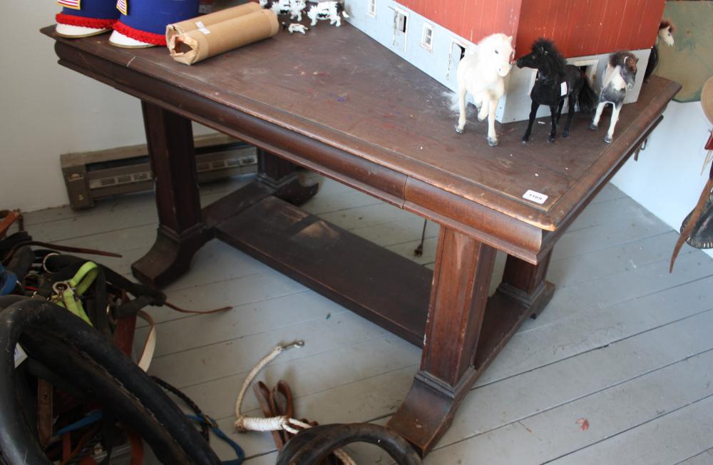 Appraisal: ANTIQUE MAHOGANY LIBRARY TABLE Empire Revival style American c H