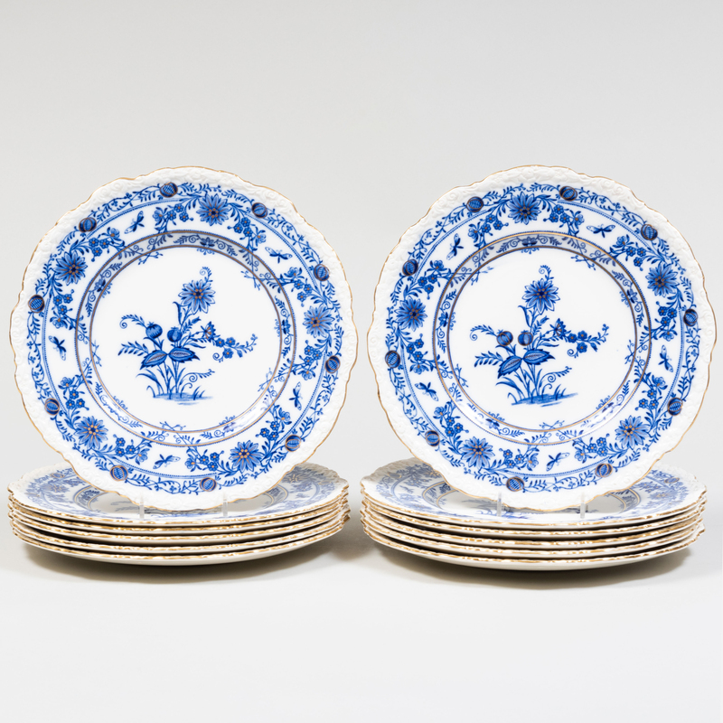 Appraisal: Set of Twelve Royal Cauldon Dinner Plates Blue printed mark