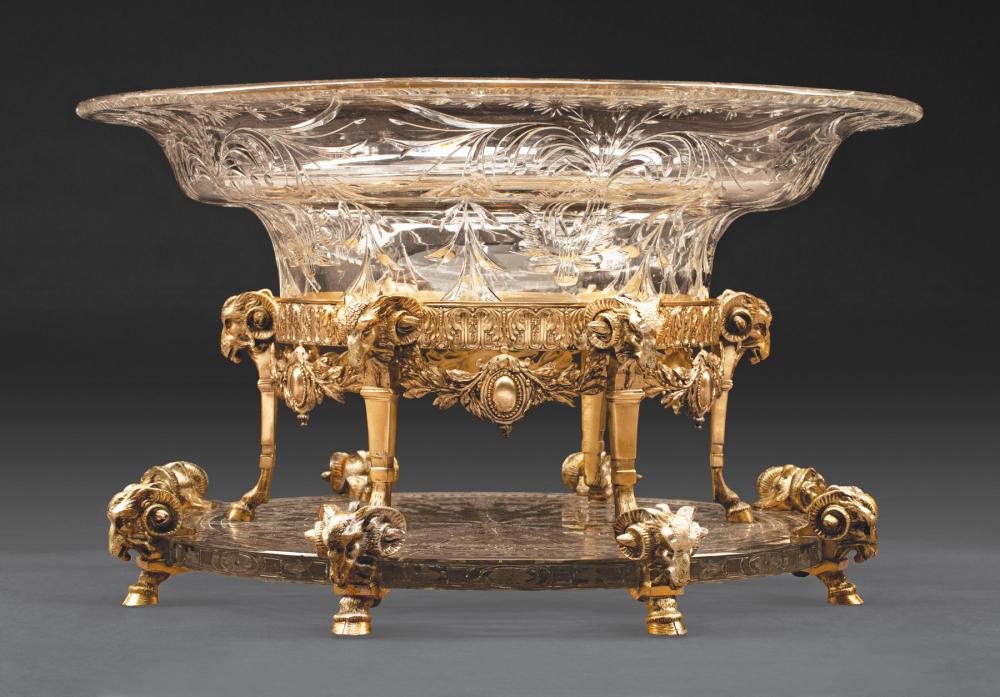 Appraisal: American Belle Epoque Sterling Silver Gilt and Cut Glass Centerpiece