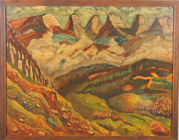 Appraisal: Kurfirsten- Scene from Windore Pass Switzerland modernist composition oil on