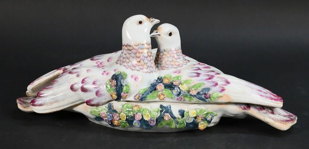 Appraisal: CHELSEA STYLE PORCELAIN DOVE TUREENChelsea style porcelain dove tureen or