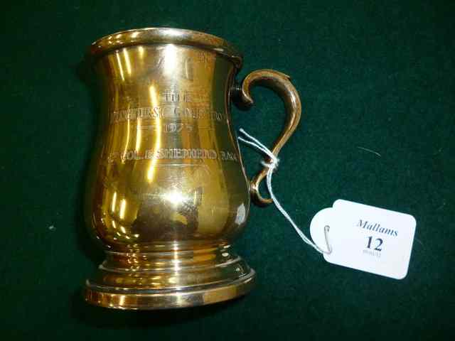 Appraisal: A HEAVY SILVER GEORGIAN STYLE HALF PINT TANKARD of baluster