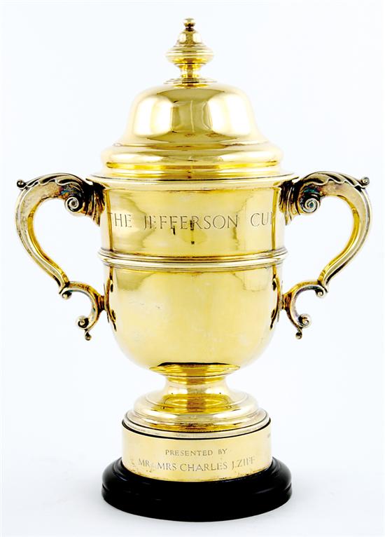 Appraisal: Victorian silver-gilt covered trophy London dated engraved The Jefferson Cup