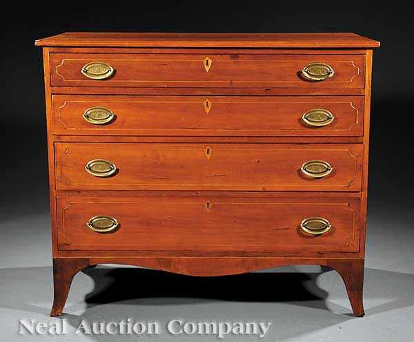 Appraisal: A Good American Federal Inlaid Cherrywood Chest of Drawers c