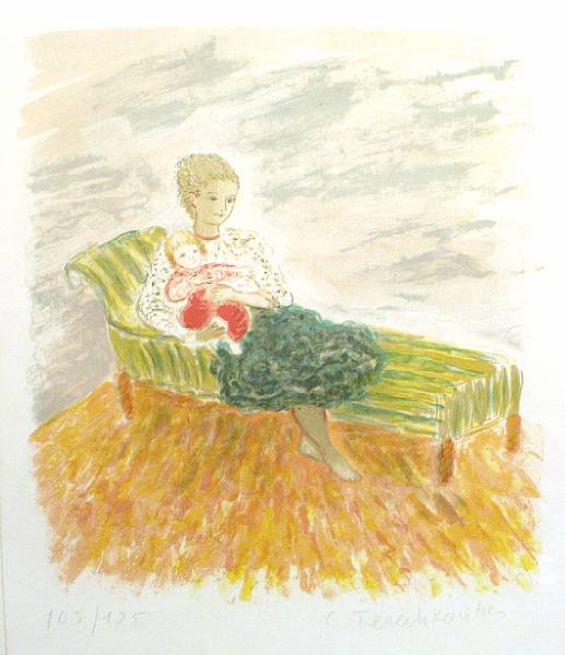 Appraisal: Artist Unknown Mother and Child Color lithograph signed and numbered