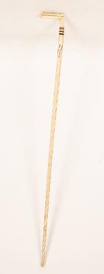 Appraisal: A whalebone and tooth walking cane the handle inscribed 'Made