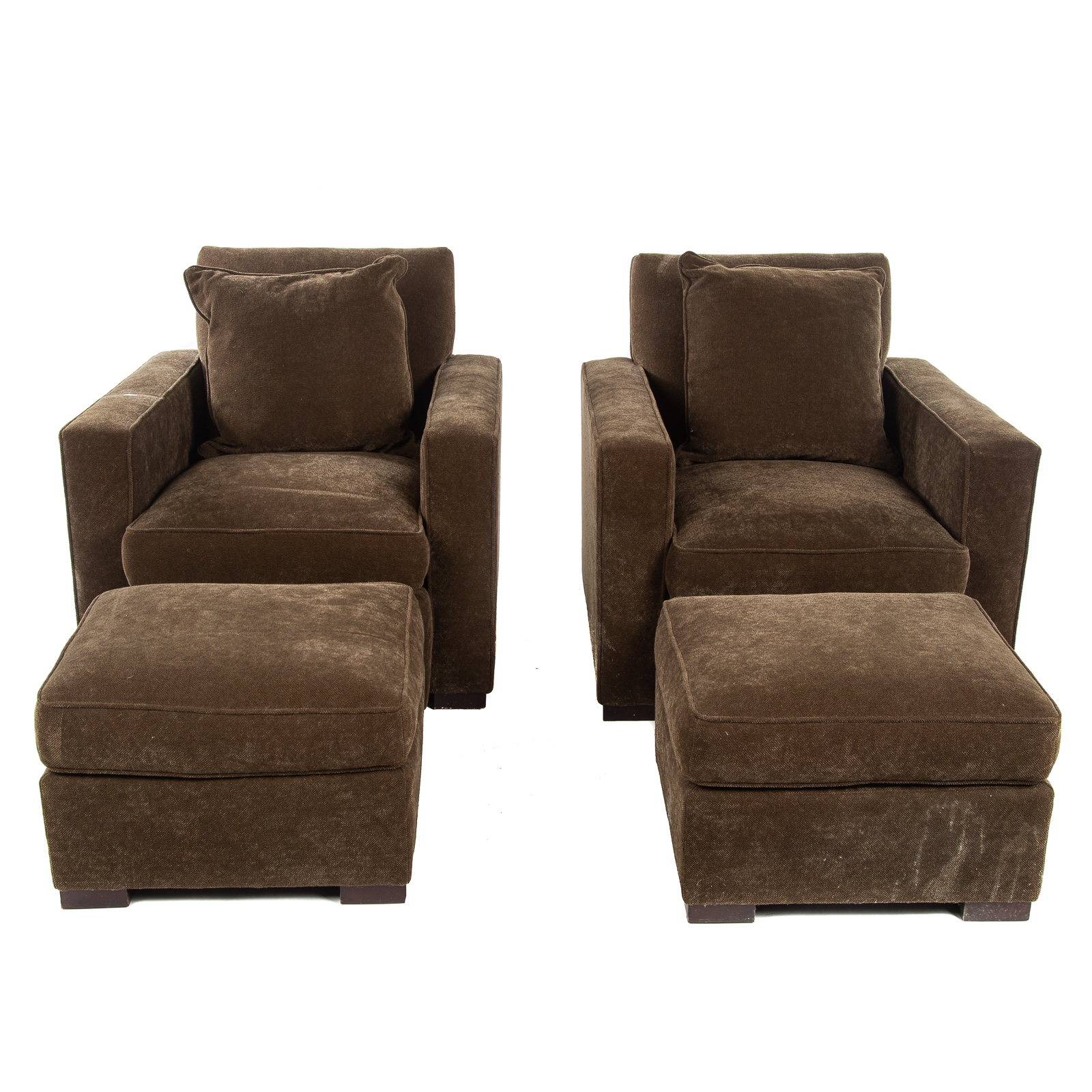 Appraisal: A PAIR HICKORY CHAIR UPHOLSTERED CHAIRS OTTOMANS st century set