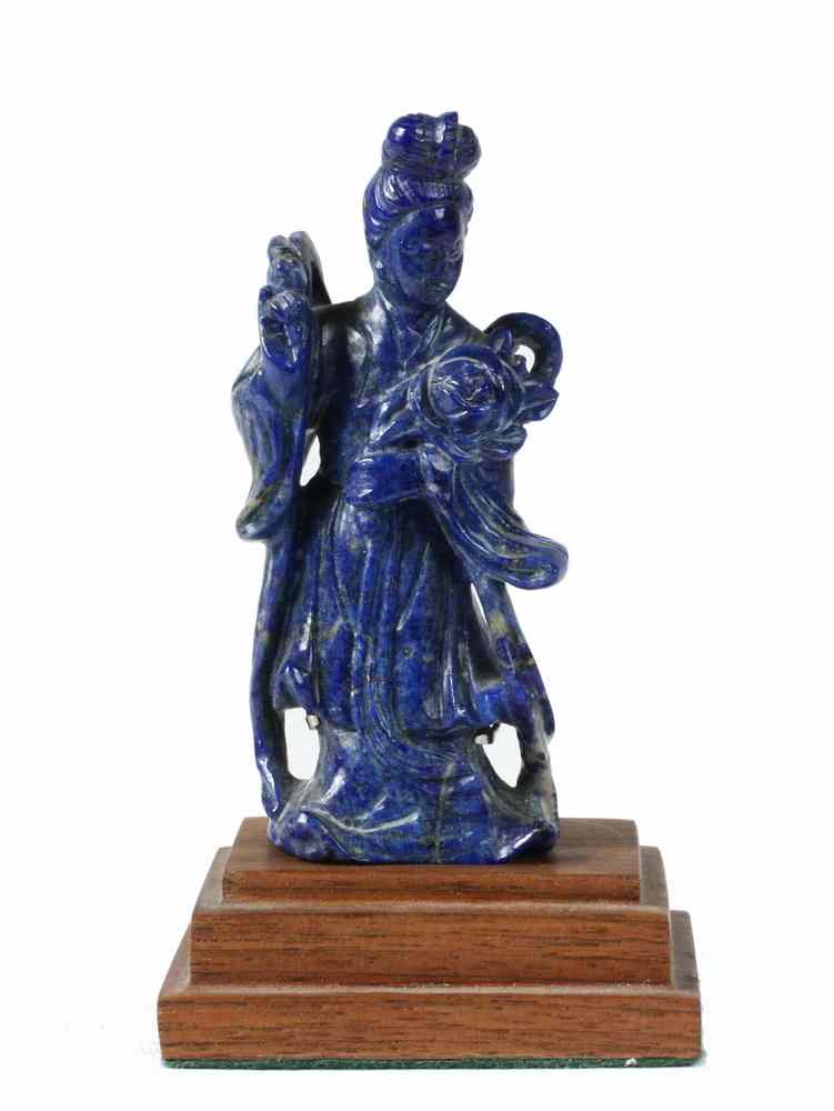 Appraisal: CARVED FEMALE DEITY - Chinese carved lapis lazuli figure of