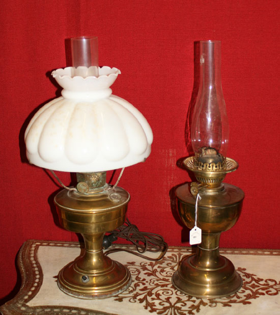 Appraisal: Two Victorian Brass Oil Lamps Circa Height in cm