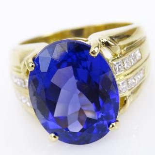 Appraisal: Approximate Carat Oval Cut Tanzanite Princess Cut Diamond and Karat