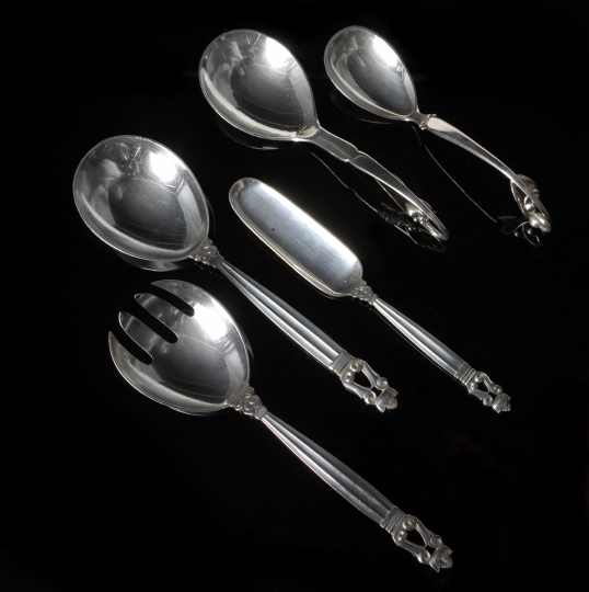 Appraisal: Georg Jensen Sterling Silver Acorn Two-Piece Serving Set the pattern