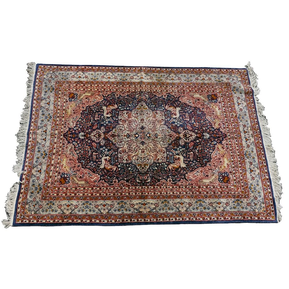 Appraisal: Persian Rug Semi Antique Persian Shikargah Style Rug Decorated with