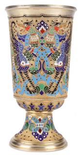 Appraisal: RUSSIAN SILVER AND ENAMEL BEAKER AN IMPRESSIVE RUSSIAN SILVER GILT