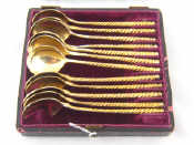 Appraisal: A cased set of twelve Russian silver gilt teaspoons Moscow