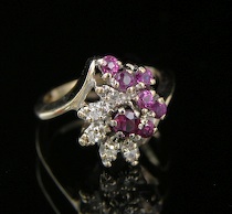 Appraisal: A Fancy Ladies' Ring With Rubies And Diamonds A fancy