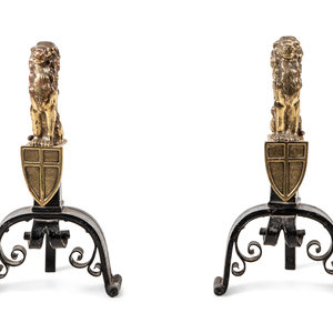 Appraisal: A Pair of English Gilt Brass and Black Painted Iron