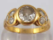 Appraisal: A yellow metal tests high carat gold marked diamond ring