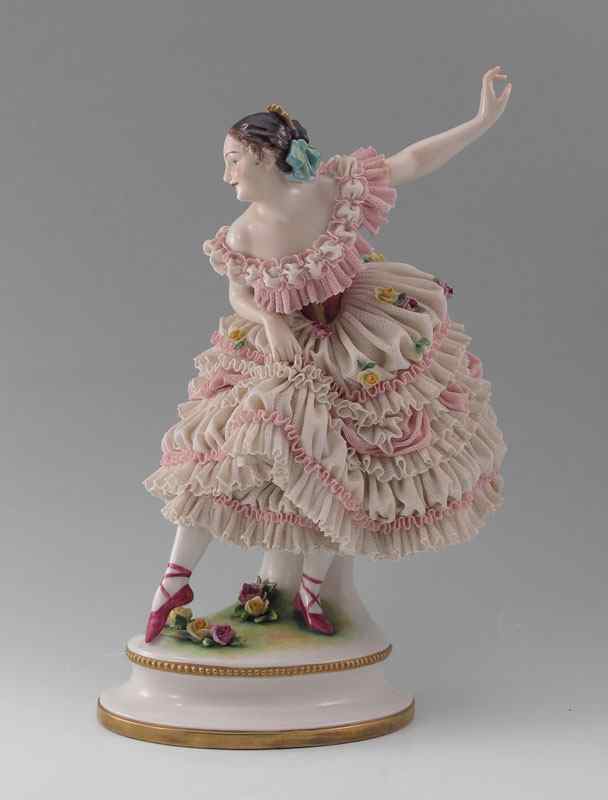 Appraisal: LARGE VOLKSTEDT LACY DANCER FIGURINE Blue under glaze mark on