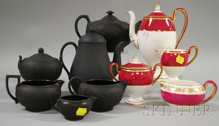 Appraisal: Ten Pieces of Wedgwood Black Basalt and Porcelain Teaware six