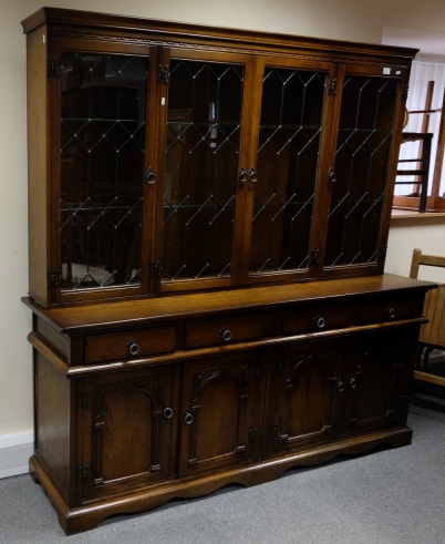 Appraisal: Modern quality door leaded glass fronted display cabinet