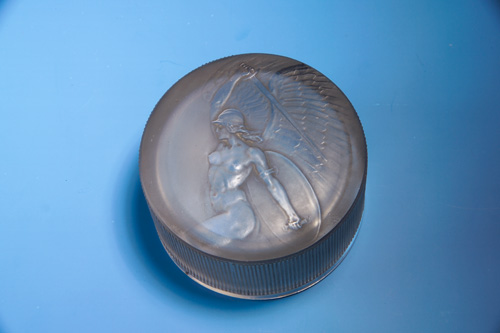 Appraisal: R LALIQUE Box Victoire clear and frosted with gray patina