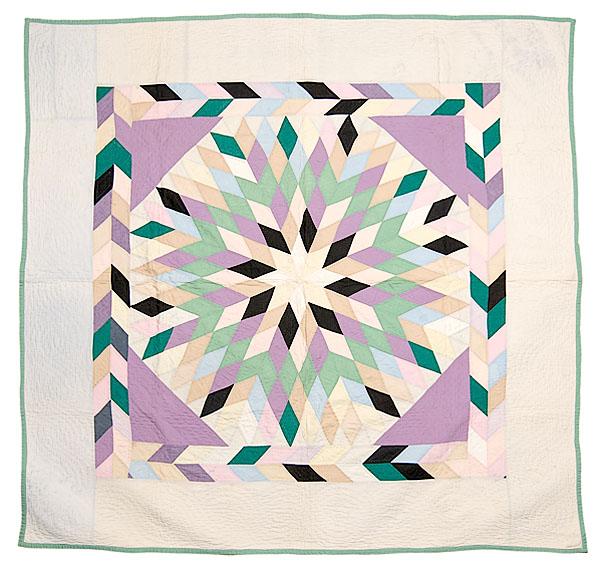 Appraisal: AMISH CHILD'S QUILT IN LONE STAR PATTERN American ca s