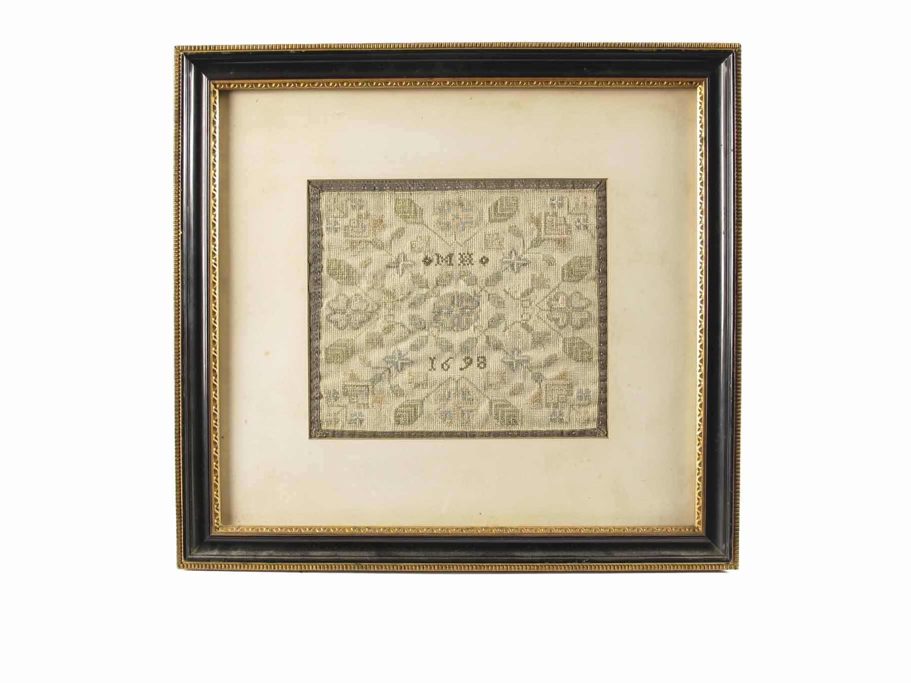 Appraisal: A William amp Mary silkwork sampler