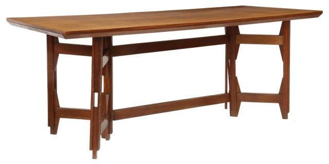 Appraisal: Italian mid-century modern mahogany dining table c s rectangular tabletop