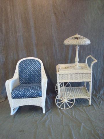 Appraisal: Wicker teacart lamp rocker Property from Chappaqua NY Estimate -