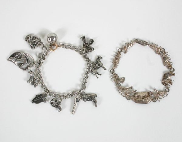 Appraisal: Two sterling bracelets one with linked Noah's Ark figures the