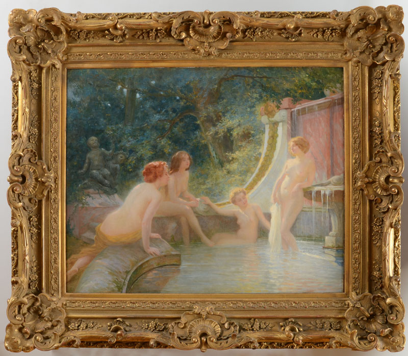 Appraisal: ALBERT-AUGUSTE FOURI - YOUNG BATHER IN A FOUNTAIN Oil on