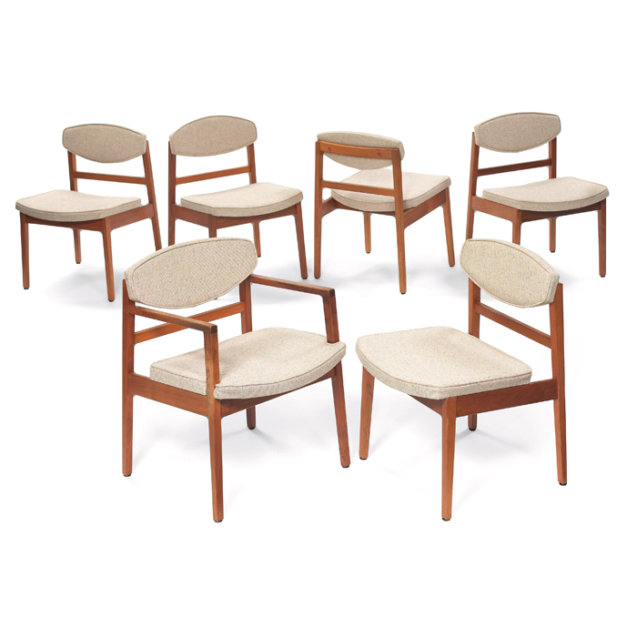 Appraisal: George Nelson dining chairs six by Herman Miller walnut one