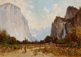 Appraisal: THOMAS HILL - Indian Camp in Yosemite Valley oil on