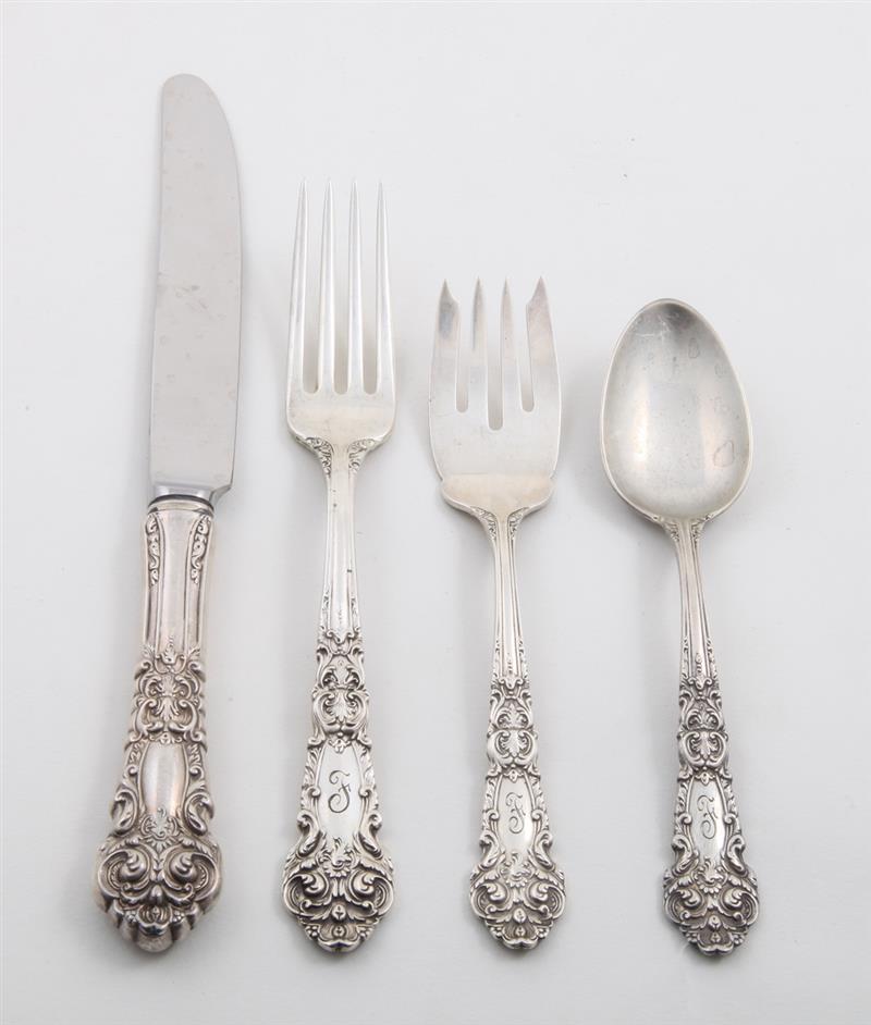 Appraisal: REED BARTON MONOGRAM SILVER -PIECE FLATWARE SERVICE IN THE FRENCH